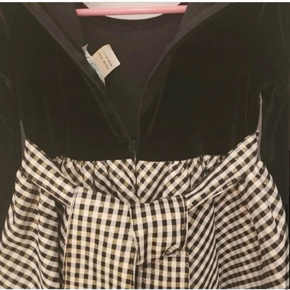 Swea' Pea & Lilli- Black Velvet with Gold and Black Plaid Bottom Toddler Dress - Picture 3 of 8